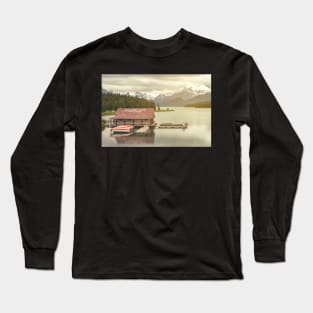 Maligne Lake Boathouse Long Sleeve T-Shirt